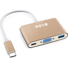 S-Lınk SL-USB-C66 0.15METRE Type-C-Usb 3.0_vga Çevirici Adaptör Gold 4K