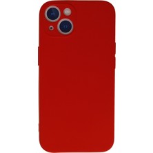 Kzy Apple iPhone 13 Mini Kapak Içi Kadife Kamera Korumalı Lansman Silikon Kılıf - Kırmızı