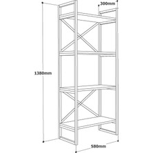 Robin Home Atlantis Metal Kitaplık 4 Raflı 138CM As1-A