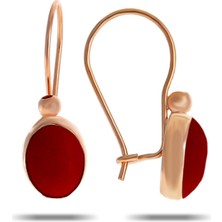 Sümer Telkari Mercan Taşlı Rose Gümüş Küpe 5526