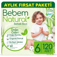 Bebem Natural Bebek Bezi 6 Beden E.large Aylık Fırsat Paketi 120 Adet