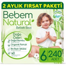 Bebem Natural Bebek Bezi 6 Beden E.large 2 Aylık Fırsat Paketi 240 Adet