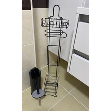 Renk Yapı Rüyası Renk Yapı Kare Tuvalet Kağıtlığı ve Fırça Tuvalet Fırçası Hazneli Telefon Için Bölümlü Ayaklı Paslanmaz Siyah