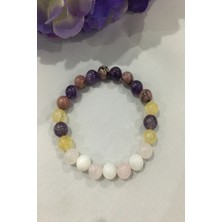 Atl Ay Taşı Pembe Kuvars Sitrin Ametist Rodonit Doğaltaş Bileklik