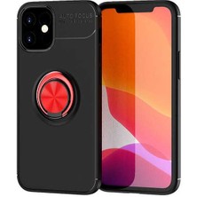 Good Case Apple iPhone 11 Için Yüzüklü Manyetik Ravel Silikon Kılıf Siyah - Kırmızı