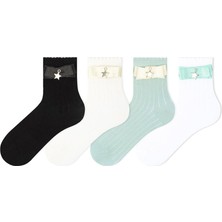 BRZ Collection Kelebek Fiyonklu Kız Çocuk Çorabı 4lü Set