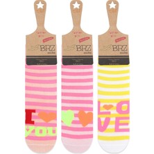 BRZ Collection Çemberli Love Yazılı Kız Çocuk Çorabı 3lü Set