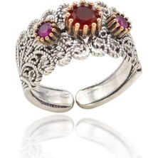 Midyat Nurtaş Gümüş Yakut Taşlı Telkari Gümüş Yüzük