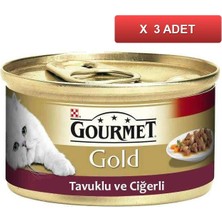 Gourmet Gold Tavuklu Ciğerli Kedi Konservesi 85 Gram 3'lü