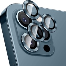 Gpack Apple iPhone 13 Pro Kamera Metal Cam Lens Koruyucu Mavi
