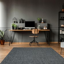 Eko Halı Brooklyn Brk 01 Antrasit Kaymaz Ince Hasır Dokuma Kilim