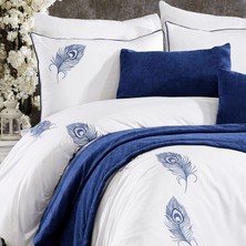 Minelya Home Collection 9 Parça Pamuklu Kadife Runner Örtülü Nakışlı Penna Nevresim Takımı