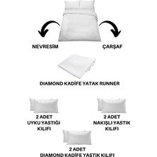 Minelya Home Collection 9 Parça Pamuklu Kadife Runner Örtülü Nakışlı Penna Nevresim Takımı