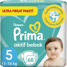Prima Bebek Bezi Aktif Bebek 5 Numara 68 Adet Ultra Fırsat Paketi