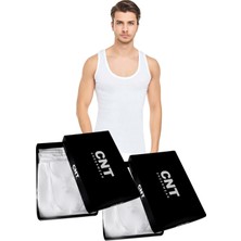 Cnt 12 Adet %100 Pamuk Beyaz Erkek Penye Atlet Ekonomik Paket