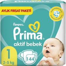 Prima Bebek Bezi Aktif Bebek 1 Beden 144 Adet Aylık Fırsat Paketi