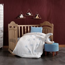 Minelya Home Collection 4 Parça %100 Pamuk 3D Çiçek Desenli ve Ay Yastıklı Bebek Nevresim Takımı