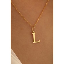 Milet Kuyumculuk 14 Ayar Altın Ince Aynalı Zincir L Harfi Plaka Kolye
