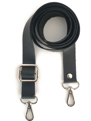 Alfa Tasarım Atölyesi Deri Çanta Sapı Gümüş (120 Cm) - Siyah Rengi