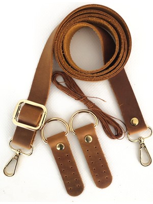 Alfa Tasarım Atölyesi Deri Çanta Sapı Altın Renk Aksesuarlı (120 Cm) - Crazy Camel Rengi
