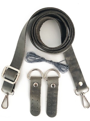 Alfa Tasarım Atölyesi Deri Çanta Sapı Gümüş Renk Aksesuarlı (120 Cm) - Crazy Gri Rengi