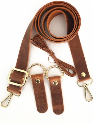 Alfa Tasarım Atölyesi Deri Çanta Sapı Altın Renk Aksesuarlı (120 Cm) - Crazy Oranj Rengi