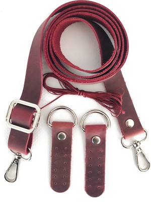 Alfa Tasarım Atölyesi Deri Çanta Sapı Gümüş Renk Aksesuarlı (120 Cm) - Crazy Pembe Rengi