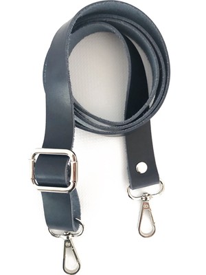 Alfa Tasarım Atölyesi Deri Çanta Sapı Gümüş (120 Cm) - Lacivert Rengi