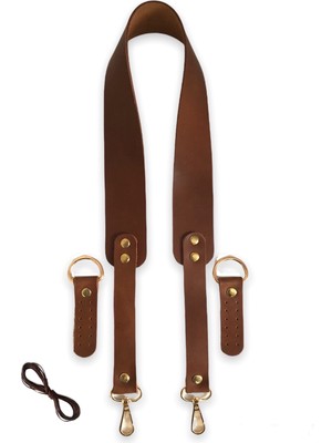 Alfa Tasarım Atölyesi Deri Çanta Sapı / Aksesuarlı - Fındık Rengi