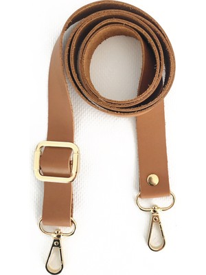 Alfa Tasarım Atölyesi Deri Çanta Sapı Altın (120 Cm) - Camel Rengi