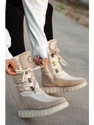 Khayt Julia Su Geçirmez Sıcak Astar Kaymaz Taban Fermuarlı Fashion Kadın Spor Çizme