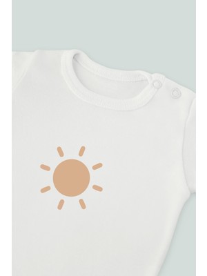 Kio Tasarım Renkli Minimalist Güneş Siluet Baskılı Bebek Body Zıbın Kolsuz Atlet Çıt Çıtlı Badi Pamuk