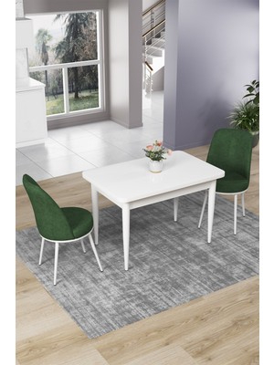 Canisa Concept Nil Serisi 70 x 110 cm Sabit Beyaz Mutfak Masa Takımı+2 Adet Sandalye