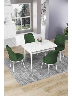 Canisa Concept Nil Serisi 70 x 110 cm Sabit Beyaz Mutfak Masa Takımı+4 Adet Sandalye