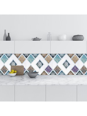 Sticker Art Mutfak Tezgah Arası Folyo Fayans Kaplama Folyosu 3D Karo 60X100 cm
