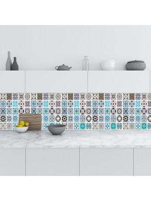 Sticker Art Mutfak Tezgah Arası Folyo Fayans Kaplama Folyosu Portekiz Fayans Desen 60X500 cm