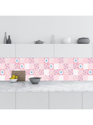Sticker Art Mutfak Tezgah Arası Folyo Fayans Kaplama Folyosu Rustik Pembe 60 x 100 cm