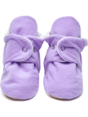 First Step Kaydırmaz Tabanlı Pamuk Astarlı Çıtçıtlı Lila Panduf