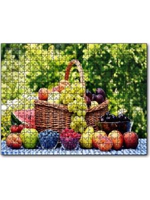 Cakapuzzle Sepette Taze Meyveler Arkaplanda Ağaçlar 120 Parça Puzzle Yapboz Mdf (Ahşap)