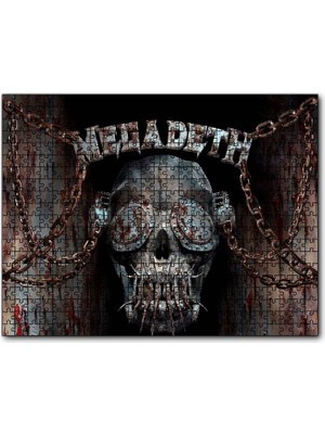 Cakapuzzle Megadeth Deri Maskeli Kurukafa 120 Parça Puzzle Yapboz Mdf (Ahşap)