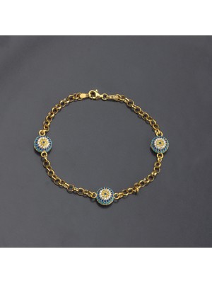 Ravza Gümüş 925 Ayar Gümüş Doc Zincirli Nazar Bileklik