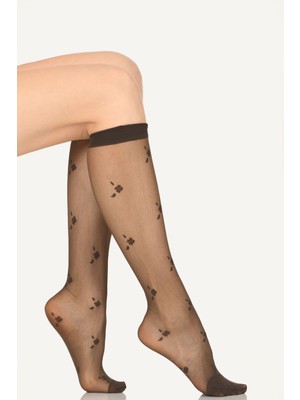 NBB Kahverengi Sheena Desenli Diz Altı Pantolon Çorabı