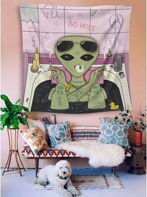 Hobimania Duvar Örtüsü Tapestry Duşta Uzaylı Psychedelic 150X150 cm Duvar Dekorasyon Moda