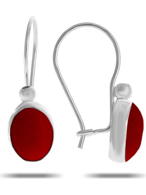 Sümer Telkari Mercan Taşlı Gümüş Küpe 5534