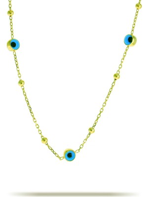 Sümer Telkari Altın Yaldızlı Toplu Gümüş Göz Kolye 7330