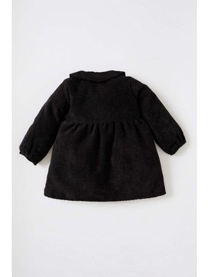 DeFacto Kız Bebek Bebe Yaka Uzun Kollu Kadife Elbise X0173A221AU