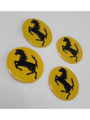 Yed Ekipman Ferrari Jant Göbeği Göbek Arması Set Sarı Alüminyum 55 mm 4'lü