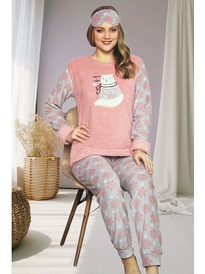Fawn Kadın Peluş Welsoft Polar Kalın Kışlık Ev Pijama Takımı