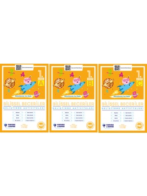 Pat Yayınları  Bilişsel Beceriler Geliştirme Aktiviteleri 1.Sınıf Seti (A-B-C) 3 Kitap