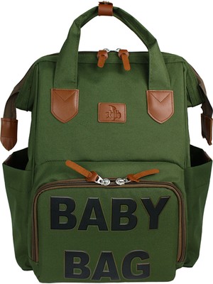 Stylo Monaco Baby Bag Baskılı Anne Bebek Bakım Sırt Çantası-Haki